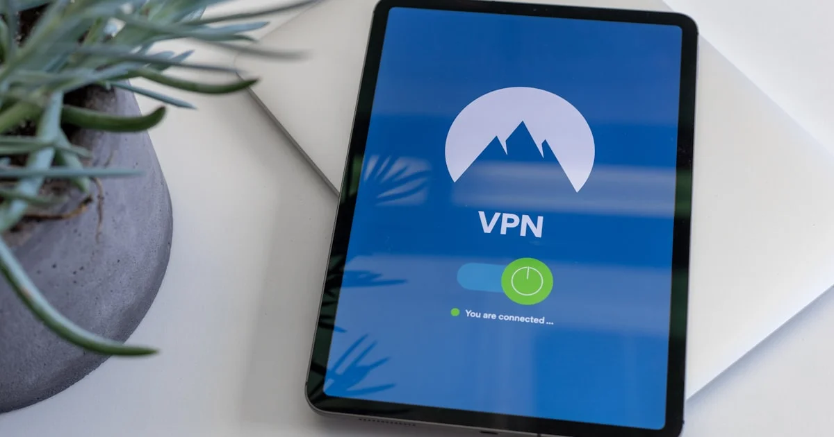 Tablet screen showing a VPN app connected, illustrating the best VPN to bypass geo restrictions
