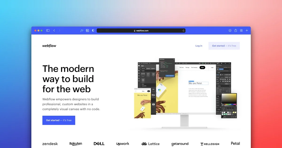 Website builder screen in a browser showing a no-code site design tool, illustrating this website builder guide
