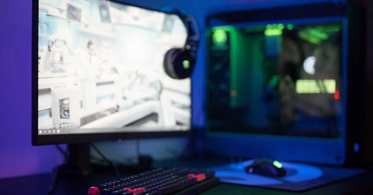 Curved gaming monitor displaying fast-paced gameplay, an example of the best gaming monitor for competitive play
