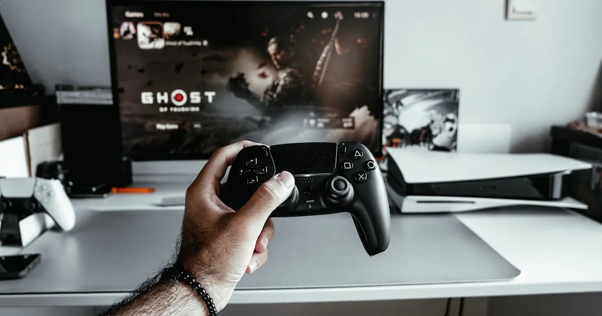 Gamer holding a console controller in front of a TV, illustrating the VPN vs proxy for gaming which is better guide