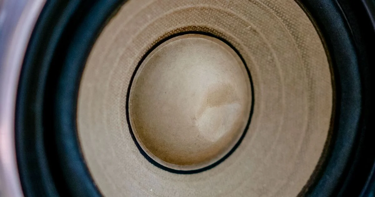 A close-up of a loudspeaker driver cone, the part that moves air behind the watt figures in bluetooth speaker deals 2026
